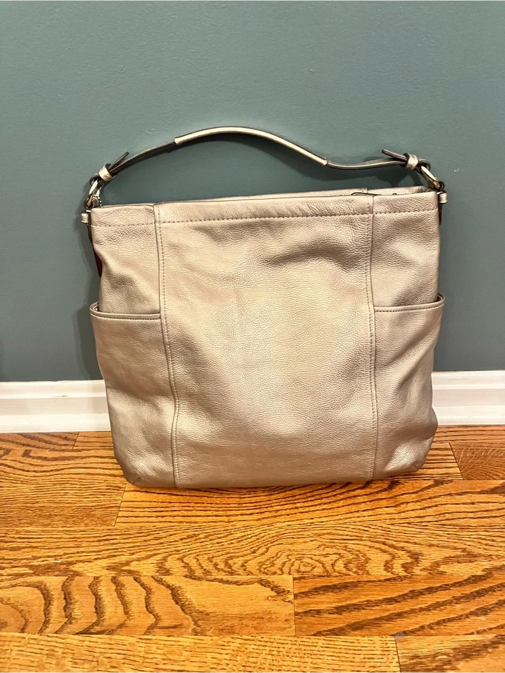 Coach Leather Hobo Bag Silver F1473-F31323